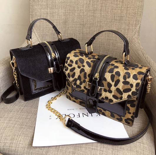 Bolso Bandolera Estampado Leopardo Estilo Coreano con Cadena y Cierre - Image 3
