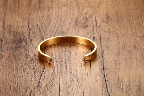 Pulsera de Acero Inoxidable Grabada con Láser - Brazalete Elegante en Forma C