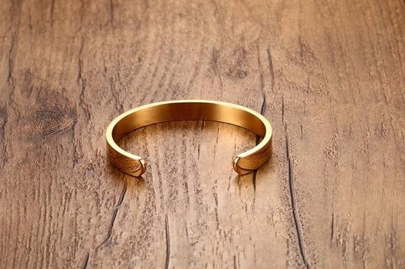 Pulsera de Acero Inoxidable Grabada con Láser - Brazalete Elegante en Forma C