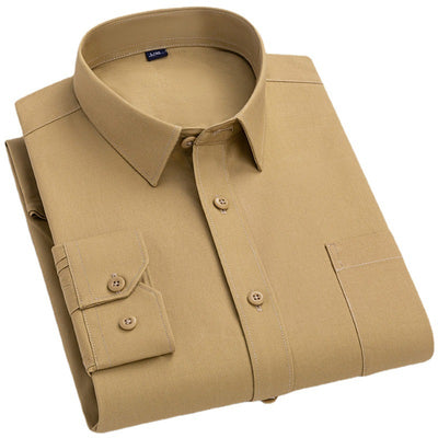 Camisa de Algodón Manga Larga Khaki para Hombre - Primavera - Image 5