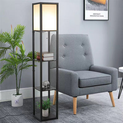 Lámpara de Piso con Estante Multifuncional y Cargador Integrado - Image 8