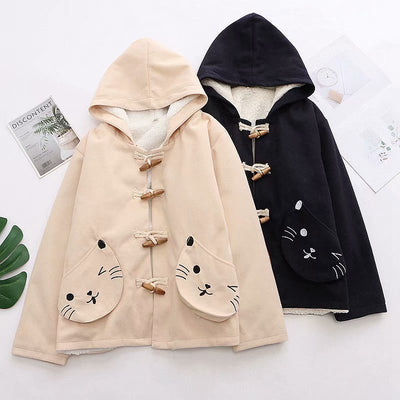 Chaqueta de Algodón con Capucha y Bordados