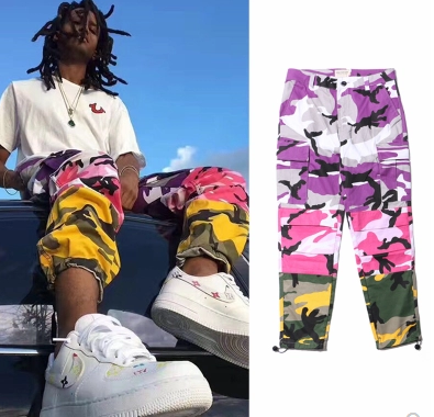Pantalón Cargo Táctico Camuflaje Tri Color Baggy Hip Hop Streetwear