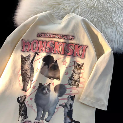 Camiseta de Algodón Puro Manga Corta Unisex Estilo Retro Holgado - Image 9