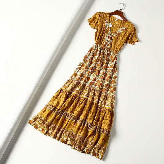 Vestido Corto Escote V Manga Corta Estilo Festivo - Image 17