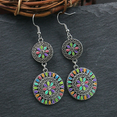Aretes de Aleación Floral Redondos con Cristales Brillantes - Image 6
