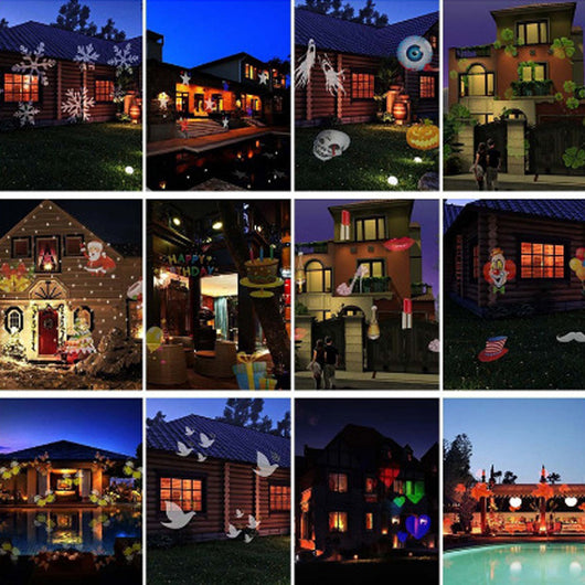 Proyector LED Navideño Impermeable con 12 Diseños de Copos de Nieve para Jardín - Image 3