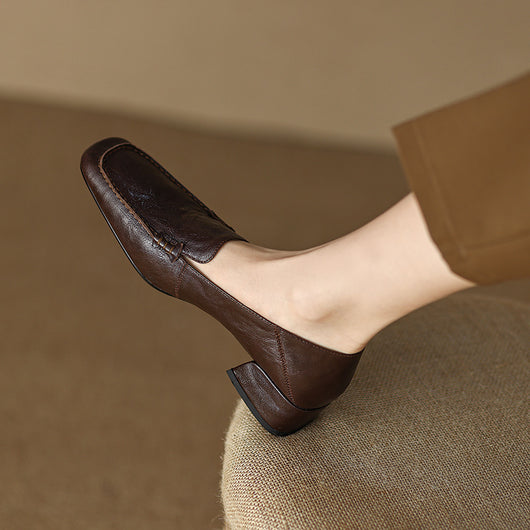 Mocasines Mujer Tacón Robusto Punta Cuadrada Elegantes - Image 6