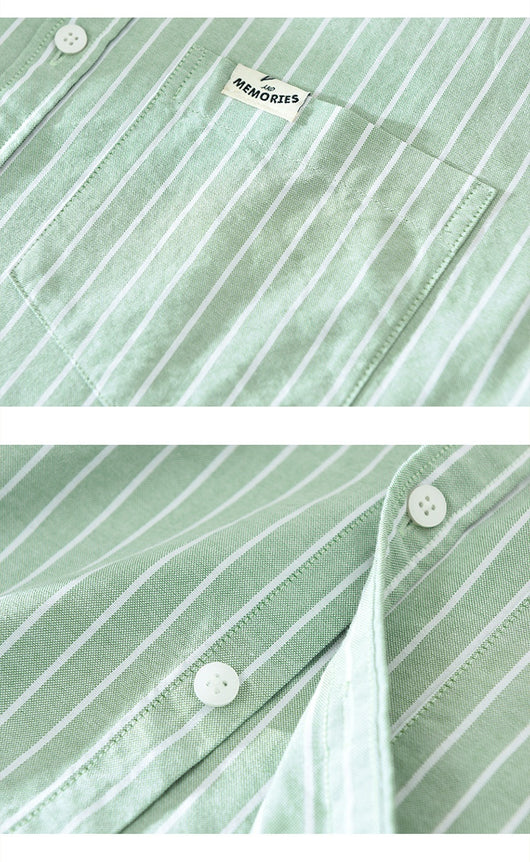 Camisa Oxford Casual de Rayas para Hombre - Corte Relajado y Manga Larga - Image 18