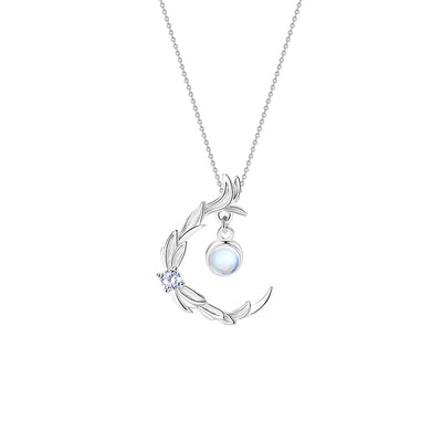 Collar de Plata Esterlina para Mujer con Cristal Coloreado - Cadena Clavícula Bosque Pequeño S925
