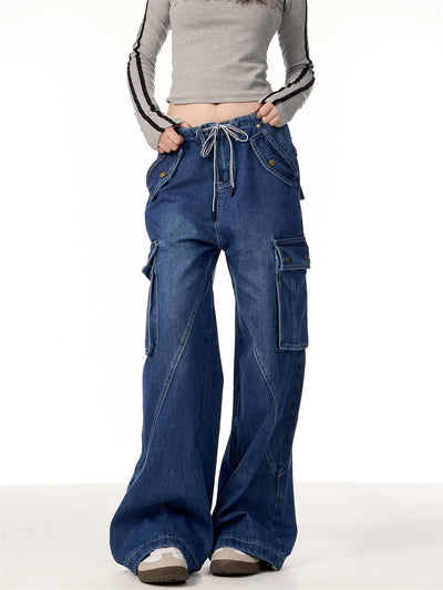 Pantalones Cargo Retro Mujer Cintura Alta Bolsillos Múltiples Corte Recto - Image 7