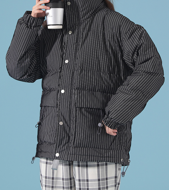 Chaqueta Acolchada Suelta a Rayas para Hombre