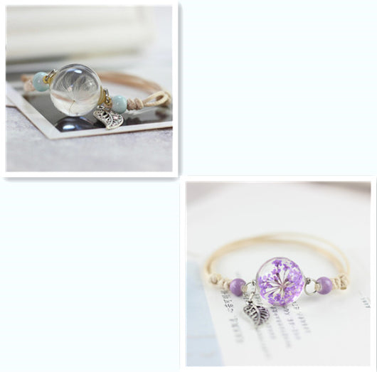 Pulsera Esfera de Cristal con Flores Secas - Diente de León y Estrellas - Image 18