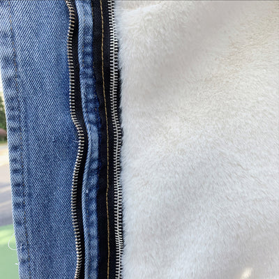 Chaqueta Denim Dos Piezas con Cuello de Conejo Desmontable - Image 9