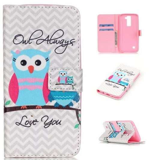 Funda Protectora de Cuero con Diseño de Búho Pintado para Celular