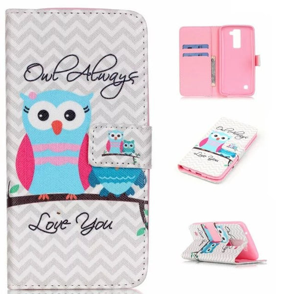 Funda Protectora de Cuero con Diseño de Búho Pintado para Celular