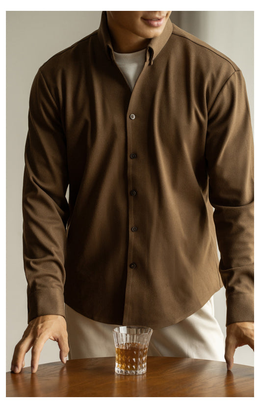 Camisa Casual de Cuello Vuelto Manga Larga para Hombre - Diseño Cálido y Versátil - Image 13