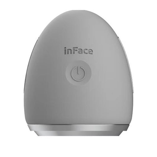 Yellow egg-shaped iontophoresis beauty instrument with a silver base and a power button on a white background. - Image 11