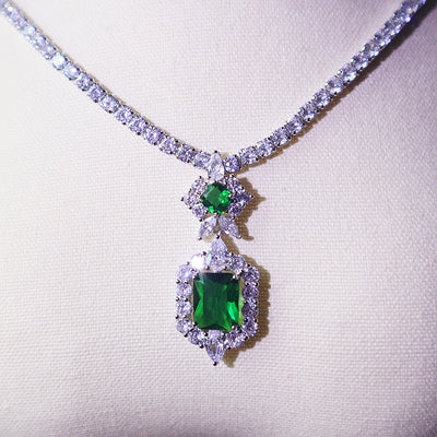 Juego de Collar y Aretes Minimalista Verde Oscuro - Image 2