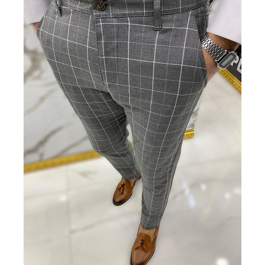 Pantalones de Vestir Casual a Cuadros para Hombre - Image 2