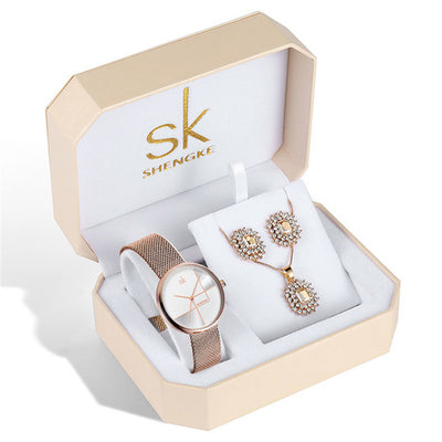 Conjunto de Joyería con Cristales: Reloj, Aretes y Collar - Image 14