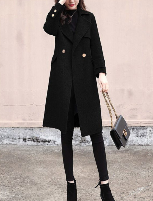 Abrigo de Lana Estilo Hepburn Largo Medio para Mujer - Image 9