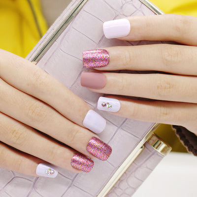 Set de 24 Uñas Postizas Nude Metalizado Mate - Image 5