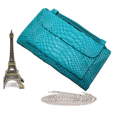 Cartera Clutch con Patrón Serpiente y Cadena Desmontable - Image 9