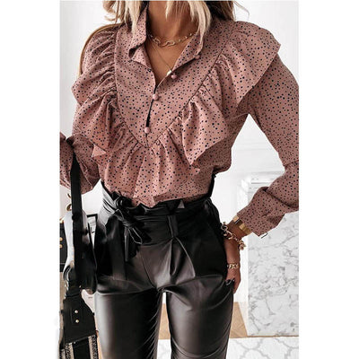 Blusa de Lunares con Cuello en V y Manga Larga - Image 11