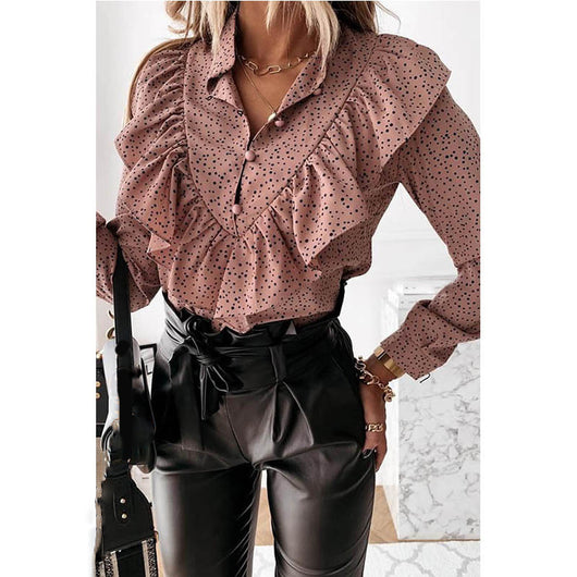 Blusa de Lunares con Cuello en V y Manga Larga - Image 11