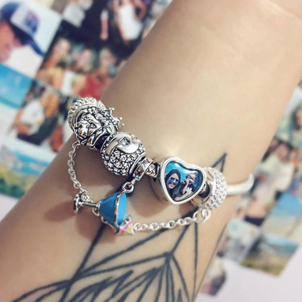 Dije de Plata con Foto Grabada en Forma de Corazón
