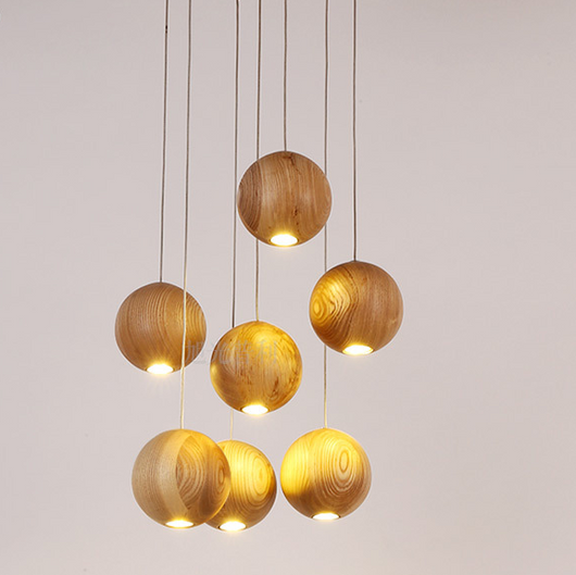 Lámpara Colgante de Esferas de Madera Estilo Nórdico - Image 3
