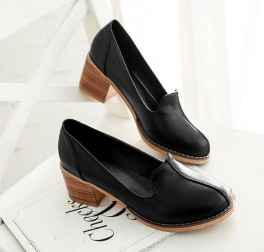 Zapatos de Mujer Primavera Otoño con Plataforma Gruesa y Punta Descubierta