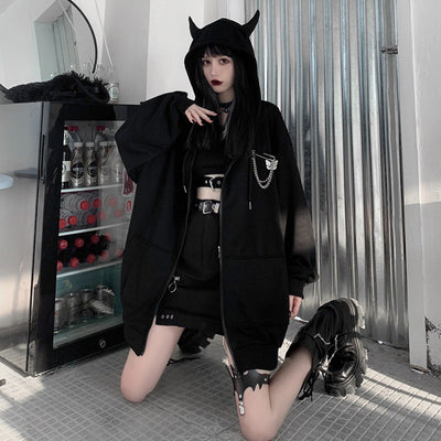 Abrigo Sudadera con Capucha Dark Little Devil para Mujer - Image 4