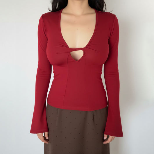 Camiseta Interior Sexy Cuello Profundo Manga Larga Ajustada - Image 10