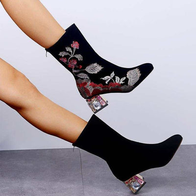 Botas Medianas de Cuero PU con Cierre Trasero y Punta Afilada - Image 3