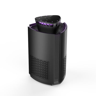 Black intelligent mosquito repellent light with purple glow and four 4.13-inch round sticky traps. - Image 4