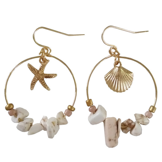 Aretes Estrella de Cinco Puntas en Metal Salvaje con Concha Marina - Image 6
