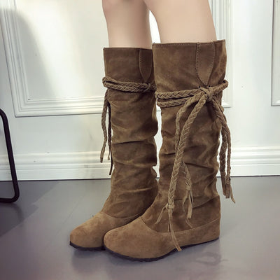 Botas Altas de Tacón para Mujer con Borlas - Talla Grande