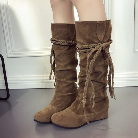 Botas Altas de Tacón para Mujer con Borlas - Talla Grande