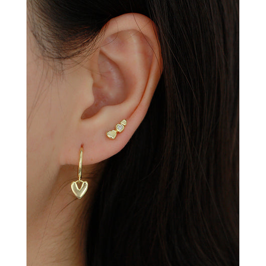 Aretes de Plata S925 Corazón Pequeño con Cierre de Rosca para Mujer - Image 13