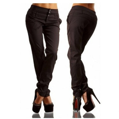 Pantalones Casuales Slim Fit de Color Puro para Mujer - Image 4