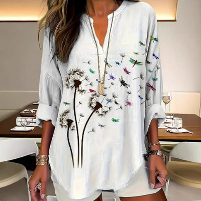 Blusa Mujer Cuello Parado con Botones y Hombros Caídos - Image 4