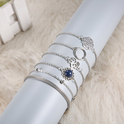Juego de 6 Pulseras de Piedra con Hojas de Loto - Diseño Trendy Europa y Estados Unidos - Image 4