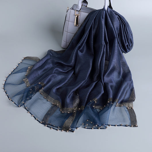 Bufanda de Seda y Lana con Strass Brillante - Multiuso - Image 14