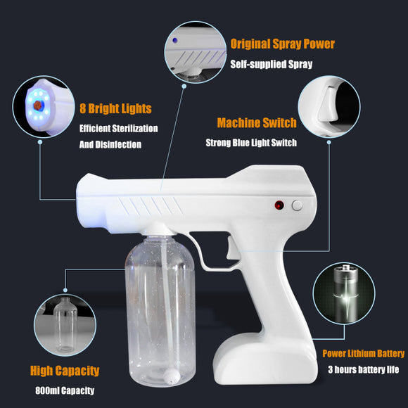 Pulverizador Desinfectante Inalámbrico Nano con Luz Azul