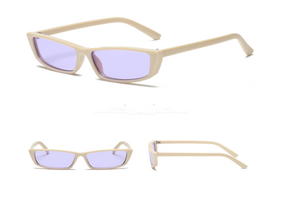 Black retro square sunglasses with small rectangular lenses, shown from top, front, and side views. - Image 12