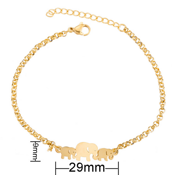 Pulsera Elefante de la Suerte para Mujer en Acero Inoxidable Dorado