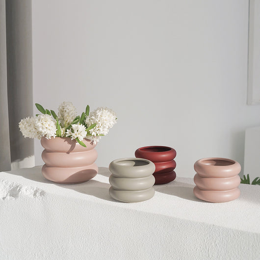 Florero de Cerámica Redondo y Suave Estilo Morandi