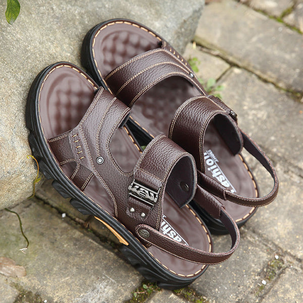 Sandalias Pantuflas Casuales de Cuero Genuino con Suela Antideslizante